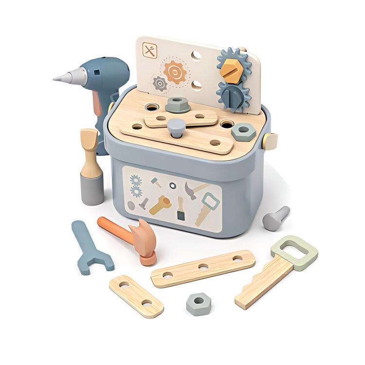 Wooden Tool Toy Playset with Box