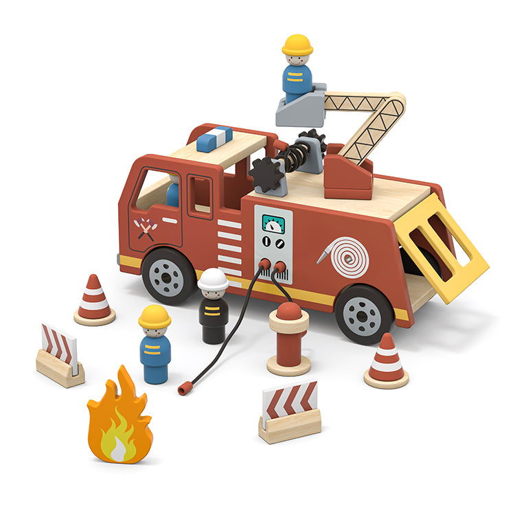 Wholesale Kids Wooden Fire Truck Playset, OEM Available