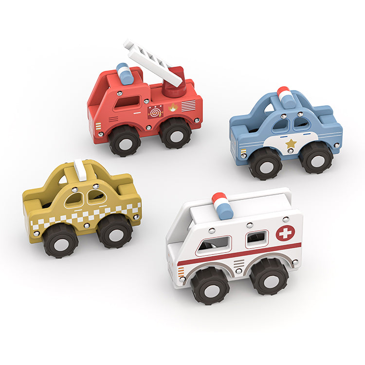 Wholesale Wooden City Rescue Vehicle Set, OEM Available