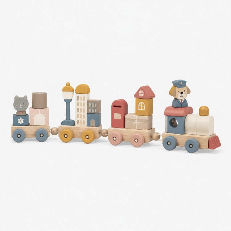 Farm Animal Pretend Play Wooden Pull Train Toy
