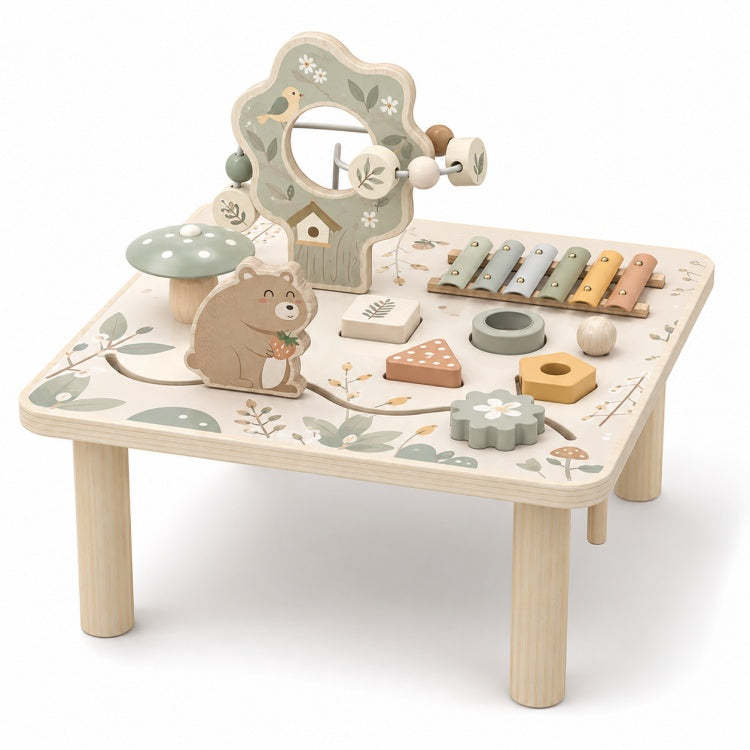 Forest Wooden Activity Table for Toddlers – Montessori Fine Motor Play Table