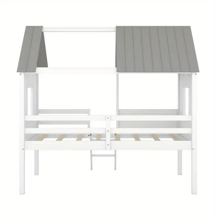 Wooden House Loft Bed with Ladder