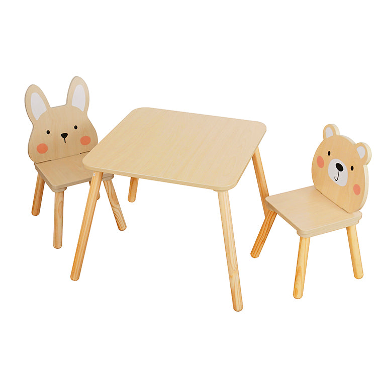 Wooden Kids Table & Chair Set with Bunny Design