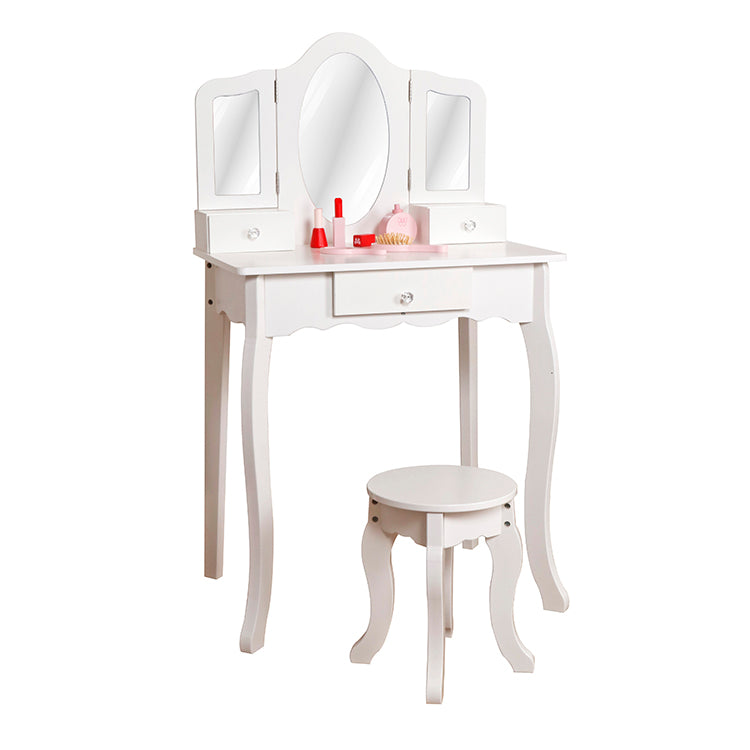 Wholesale Kids Tri-Fold Mirror Wooden Vanity Set, OEM Available