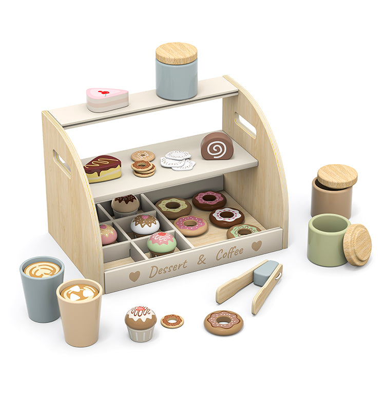 Wholesale Kids Wooden Dessert & Coffee Shop Playset, OEM Available