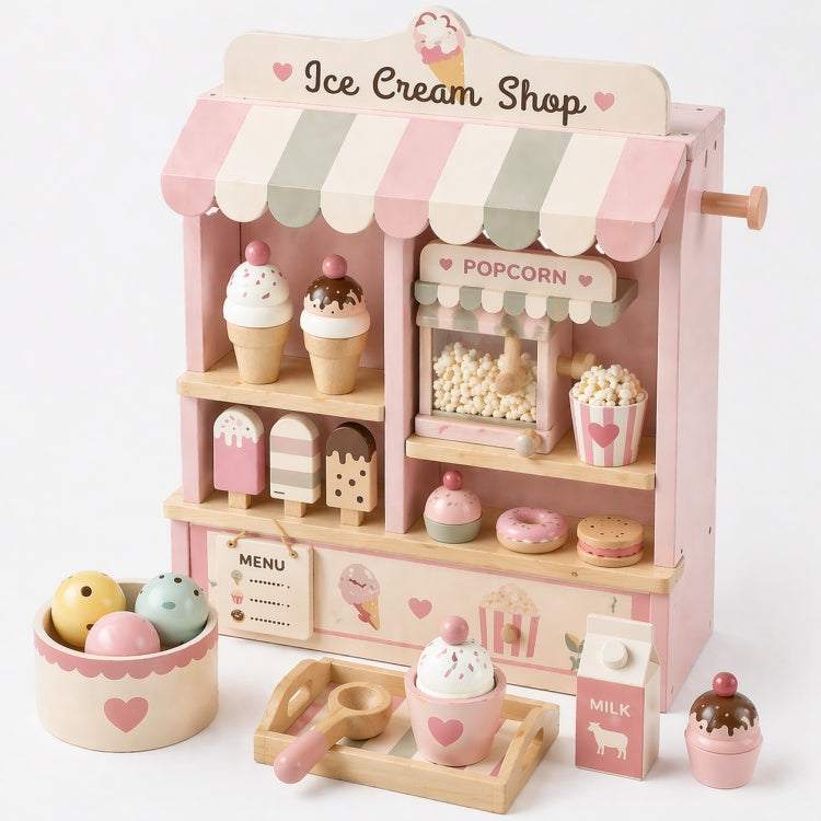 OEM Pink Wooden Ice Cream Shop Playset