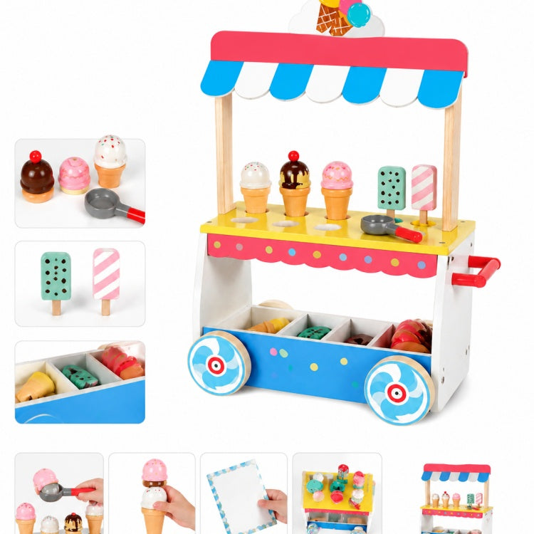 OEM Mint Wooden Coffee & Donut Cart Playset for Kids