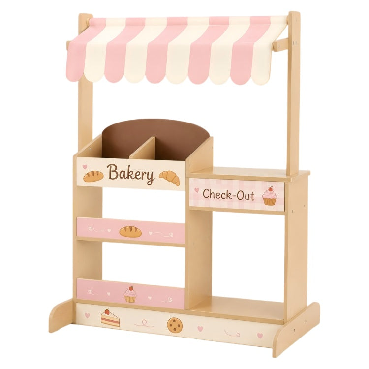 Wooden Bakery Stand for Kids – Pretend Cake Shop & Checkout Market Stall