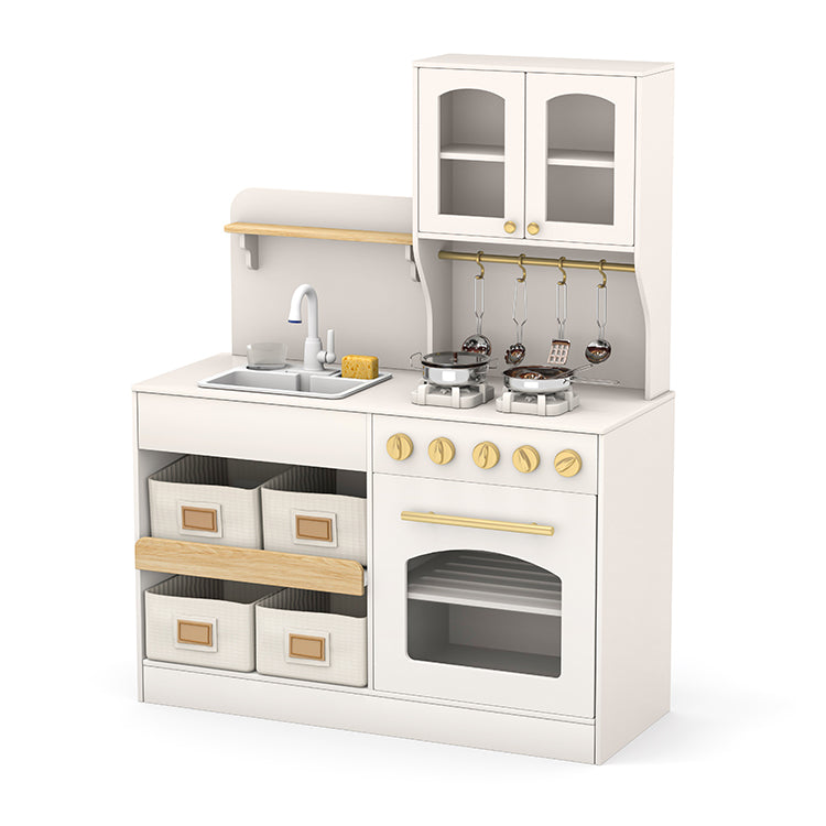 Wholesale Kids White Wooden Play Kitchen with Storage, OEM Available