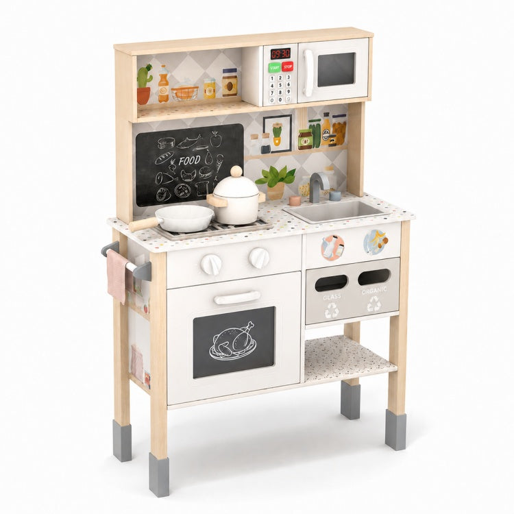 Natural Wood Speckled Countertop Kids Wooden Play Kitchen