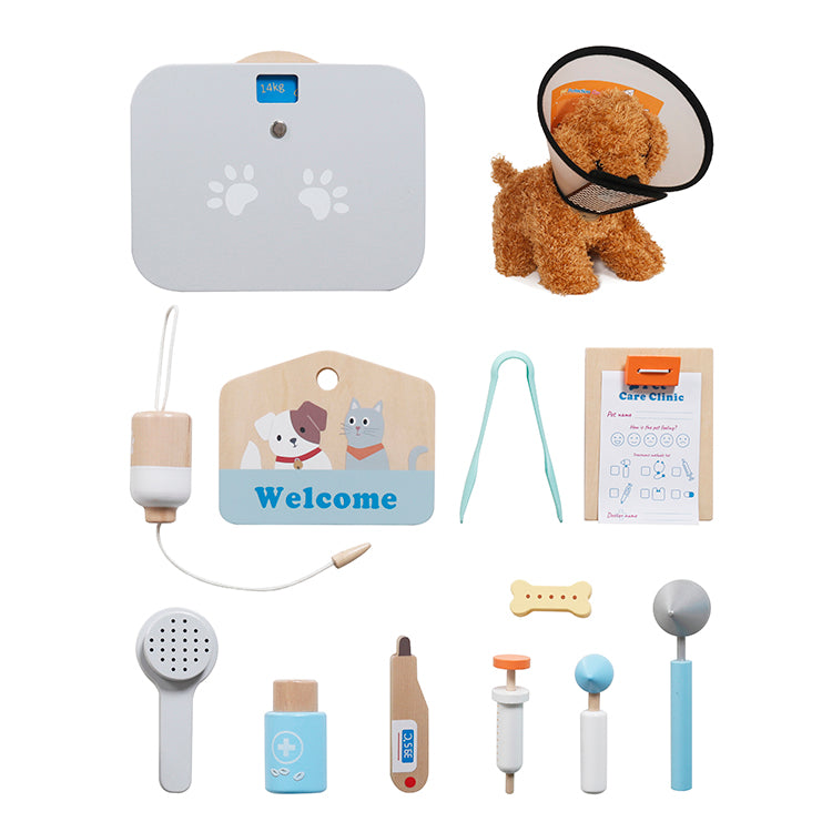 Kids Wooden Pet Care Clinic Playset
