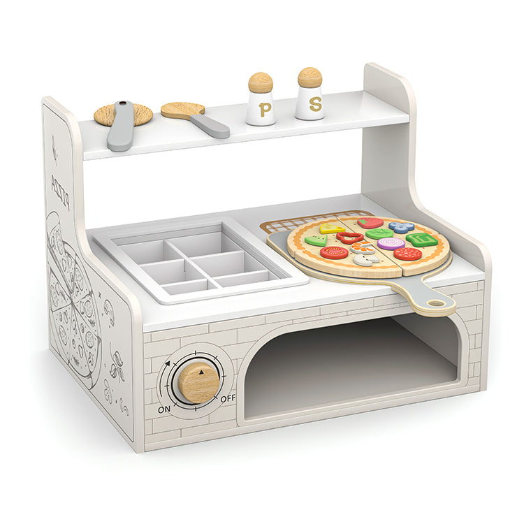 Montessori Wooden Pizza Oven Playset
