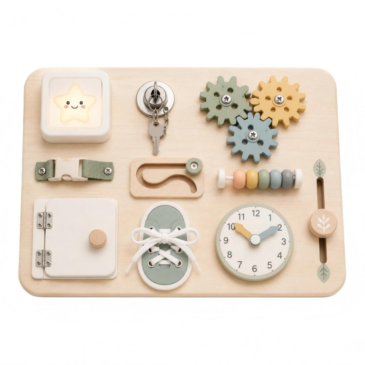 Neutral Multi-Skill Wooden Montessori Busy Board