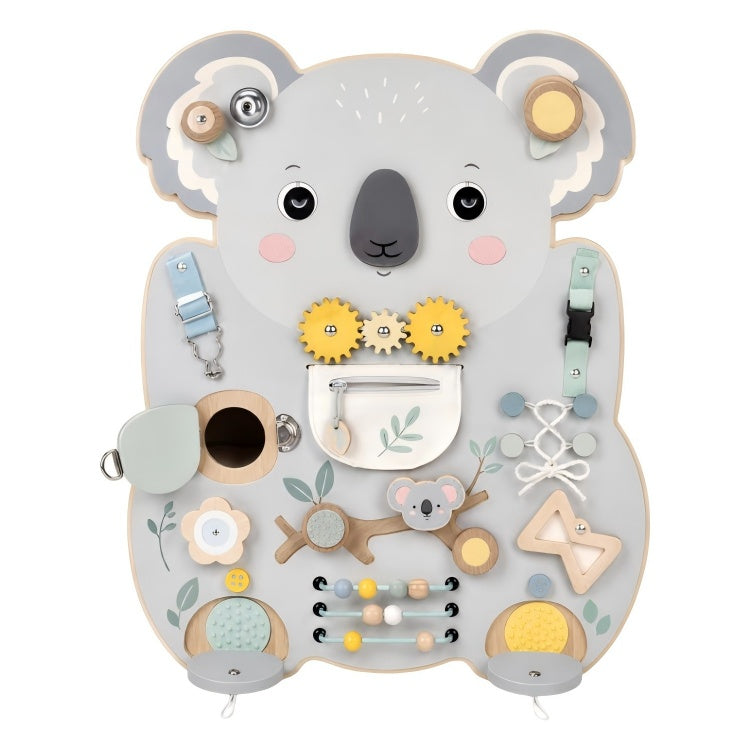 Toddler Montessori Sensory Wooden Koala Shape Montessori Busy Board