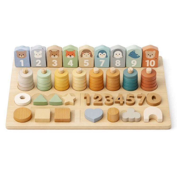 4-in-1 Montessori Counting & Shape Sorting Board
