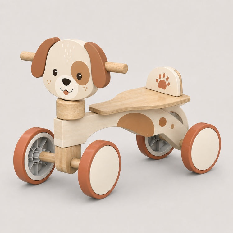 Cute Puppy Baby Learning Walker Push Bike Wooden Ride On Toy
