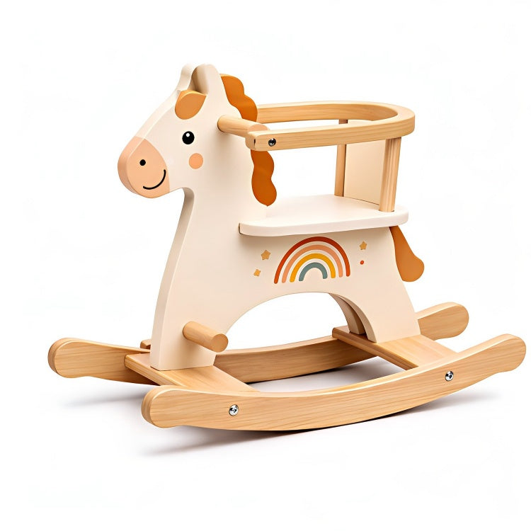 Rainbow Wooden Baby Rocking Horse