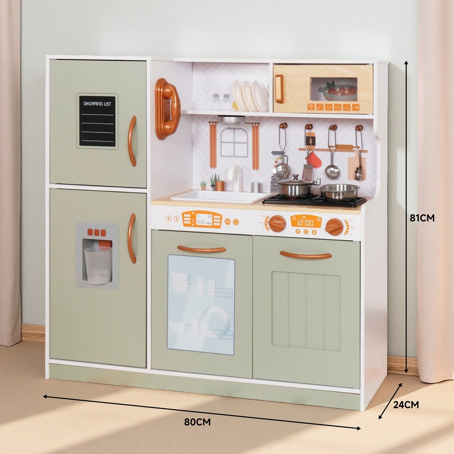 Custom Wooden Play Kitchen Manufacturer – Vintage Mint Green Kids Kitchen Set