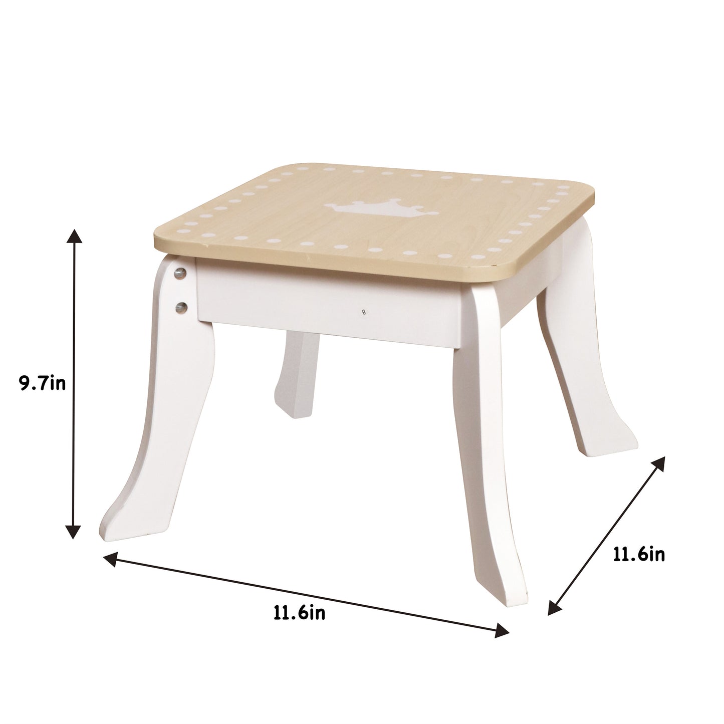 Custom Wooden Kids Dressing Table – Premium White Vanity Set with Crown Mirror