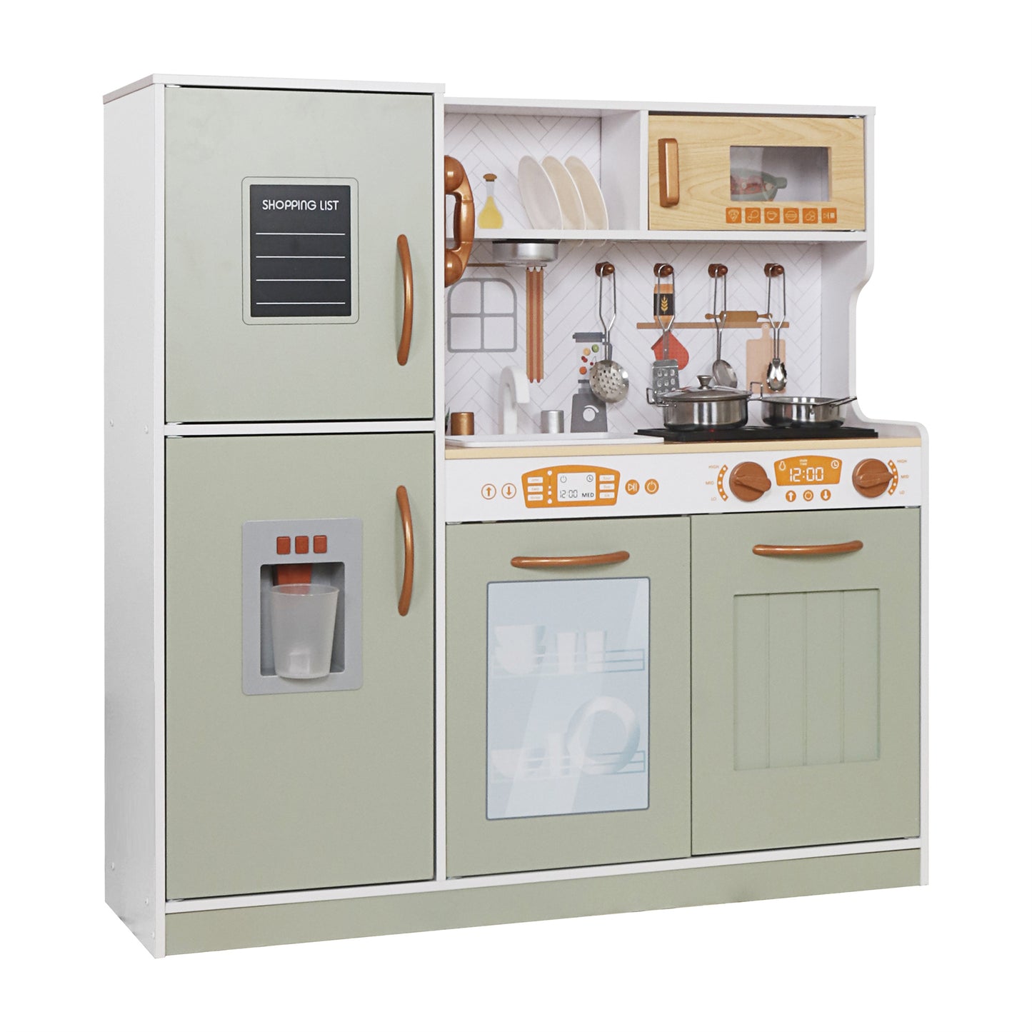 Custom Wooden Play Kitchen Manufacturer – Vintage Mint Green Kids Kitchen Set