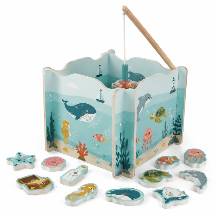 Wooden Magnetic Fishing Game for Toddlers – Ocean Sea Animal Toy