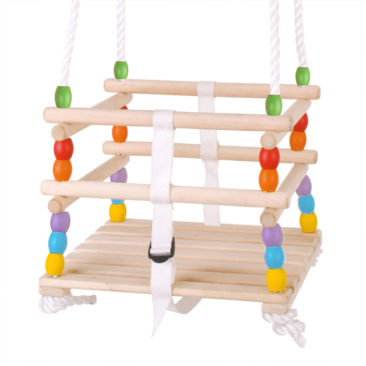 Wooden Baby Swing with Colorful Beads