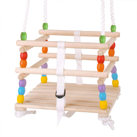 Wooden Baby Swing with Colorful Beads