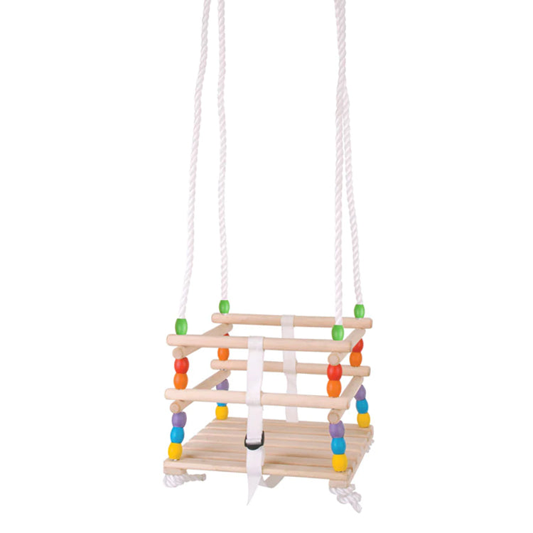 Wooden Baby Swing with Colorful Beads