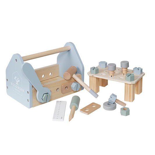 Wholesale Kids Wooden Tool Bench Playset, Montessori Construction Toy, OEM Available