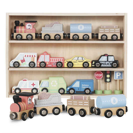 Wholesale Wooden Vehicle & Train Playset