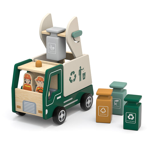 Wholesale Kids Wooden Recycling Garbage Truck Toy, OEM Available