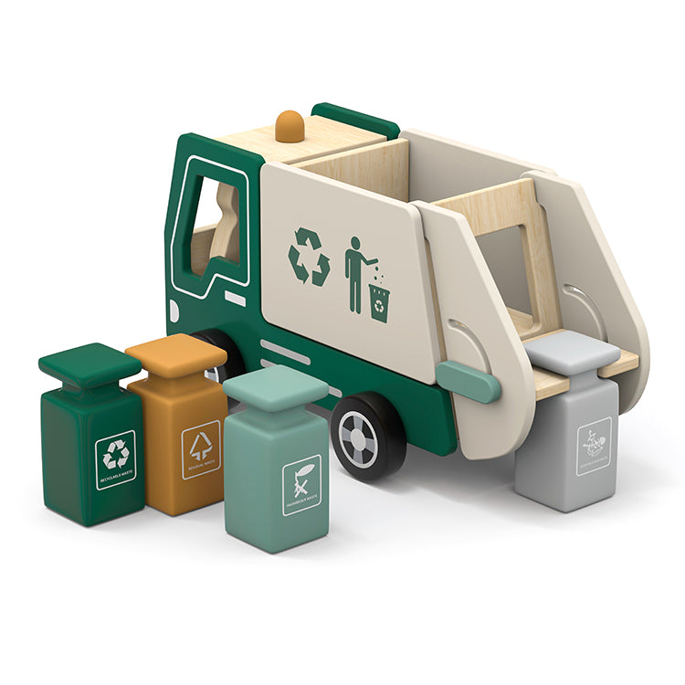 Wholesale Kids Wooden Recycling Garbage Truck Toy, OEM Available