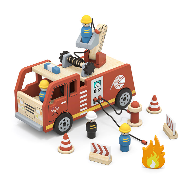 Wholesale Kids Wooden Fire Truck Playset, OEM Available