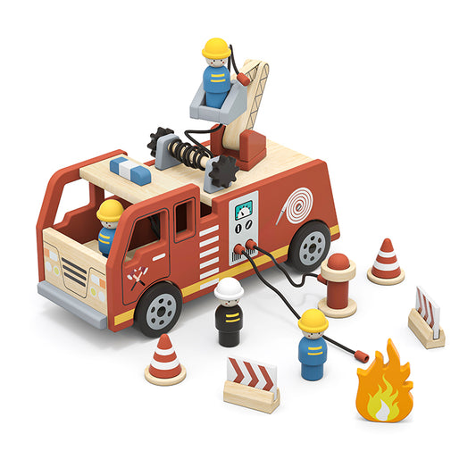 Wholesale Kids Wooden Fire Truck Playset, OEM Available