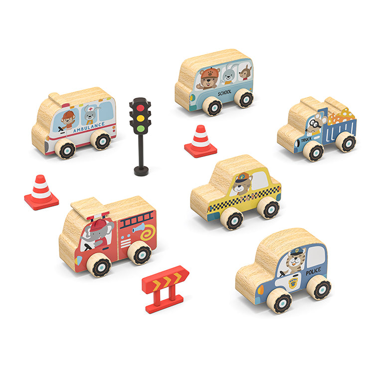Wholesale Kids Wooden City Vehicle Playset, OEM Available