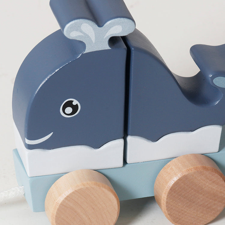 Wholesale Kids Wooden Ocean Stacking Train Toy, Pull-Along Educational Toy, OEM Available