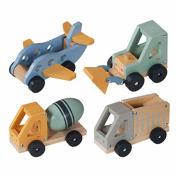 Wholesale 4-in-1 Wooden Vehicle Toy Set, Airplane & Truck Playset, OEM Available