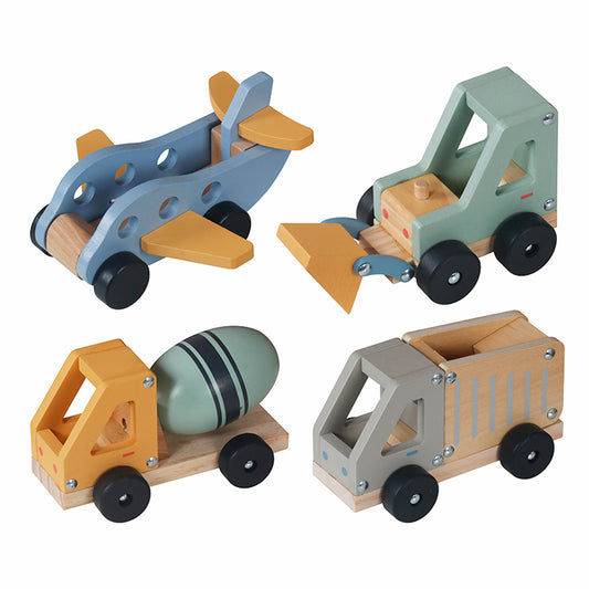 Wholesale 4-in-1 Wooden Vehicle Toy Set, Airplane & Truck Playset, OEM Available