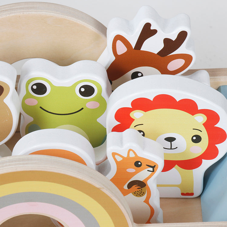 Wholesale Wooden Animal Push Cart Toy Set, OEM Available