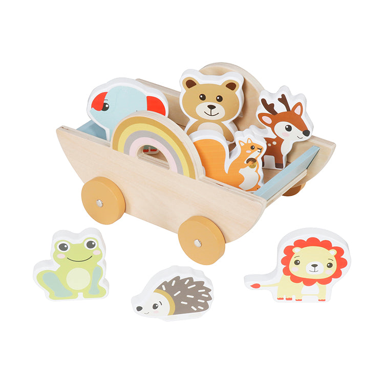 Wholesale Wooden Animal Push Cart Toy Set, OEM Available