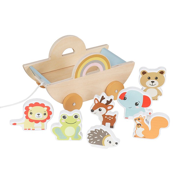 Wholesale Wooden Animal Push Cart Toy Set, OEM Available