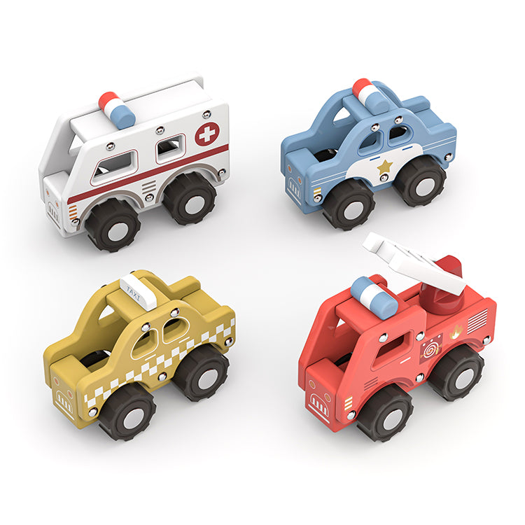 Wholesale Wooden City Rescue Vehicle Set, OEM Available