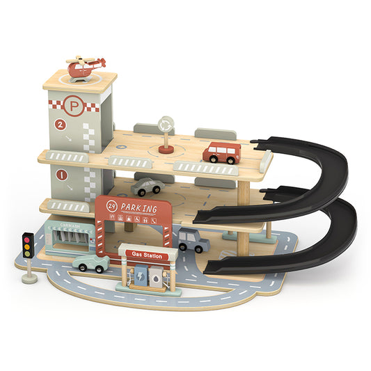 Wooden 3-Level Parking Garage Playset, OEM Available