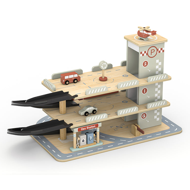 Wooden 3-Level Parking Garage Playset, OEM Available