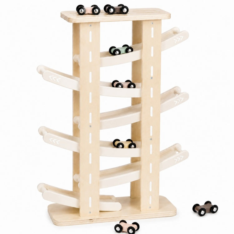 Wooden Car Ramp Racer for Toddlers – Montessori Wooden Race Track Toy