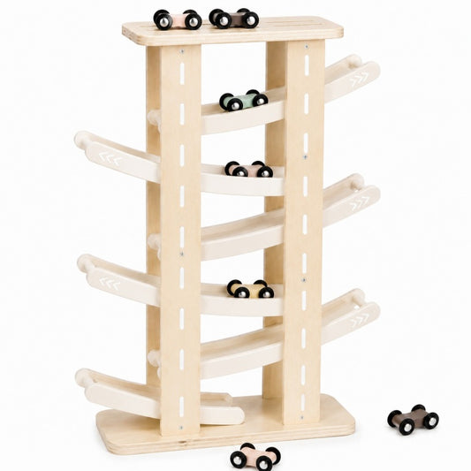 Wooden Car Ramp Racer for Toddlers – Montessori Wooden Race Track Toy