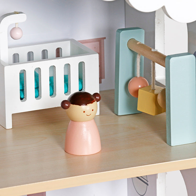 Montessori Wooden Dollhouse | 3-Tier Kids Doll House with Storage Drawer OEM Supplier