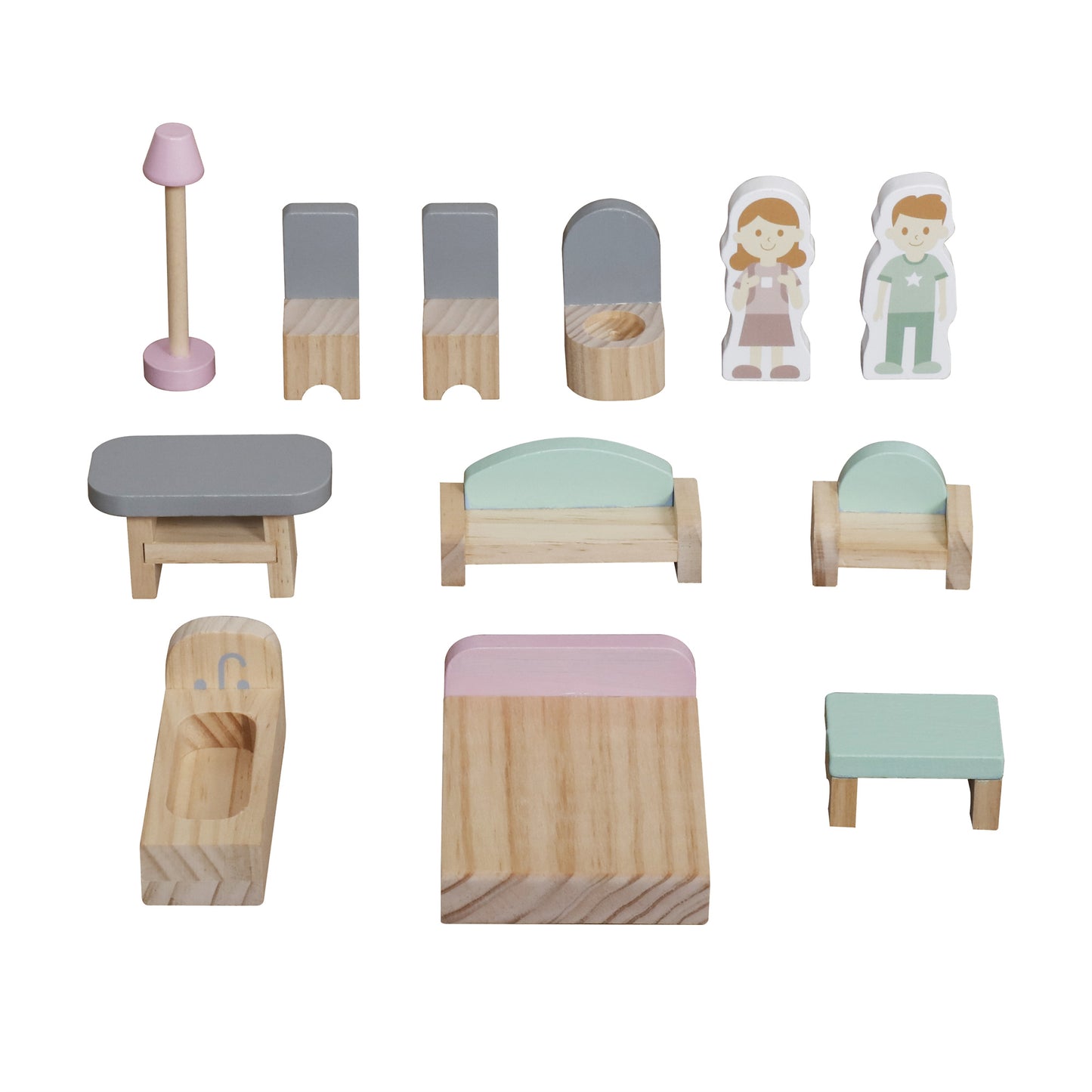 Wooden Dream Playhouse for Girls with Balcony,Doll House for Kids with Furniture