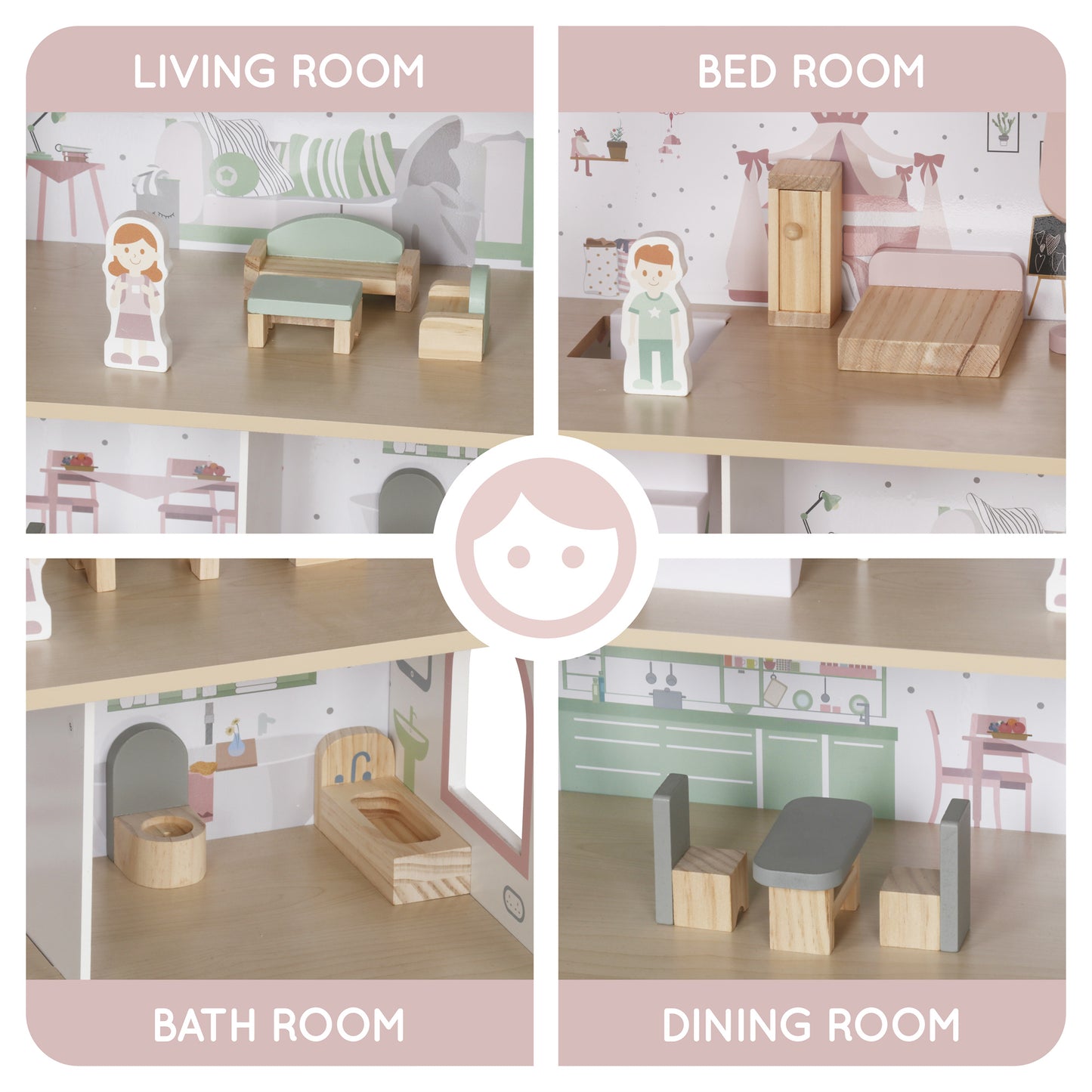 Custom Wooden Dollhouse Manufacturer – Large Open Doll House Toy for Kids