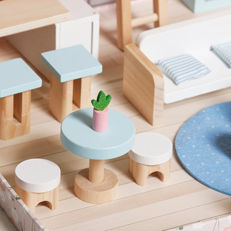 Wholesale Kids Wooden Dollhouse in Carry Case, Portable Pretend Play Doll House, OEM Available